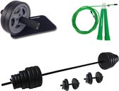 Workout set Tunturi - Dumbellset - Halterset - 50 kg Gewichten - Groen Springtouw - Trainingswiel