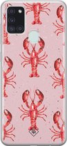 Samsung A21s hoesje siliconen - Lobster all the way | Samsung Galaxy A21s case | geel | TPU backcover transparant