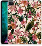 Silicone Back Case iPad Pro 12.9 (2020) | iPad Pro 12.9 (2021) Hoesje Super als Cadeau voor Moeder Bloemen met doorzichte zijkanten