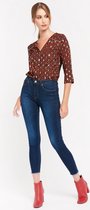 LOLALIZA Skinny jeans met franjes - Donker Blauw - Maat 36