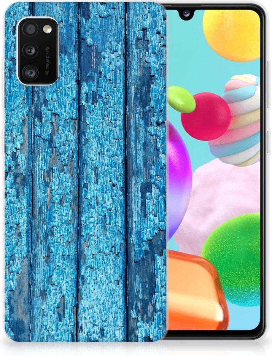 Back Cover voor Samsung Galaxy A41 Bumper Hoesje Wood Blue