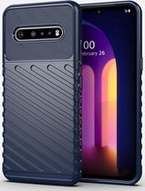 LG V60 ThinQ Twill Thunder Texture Back Cover Blauw
