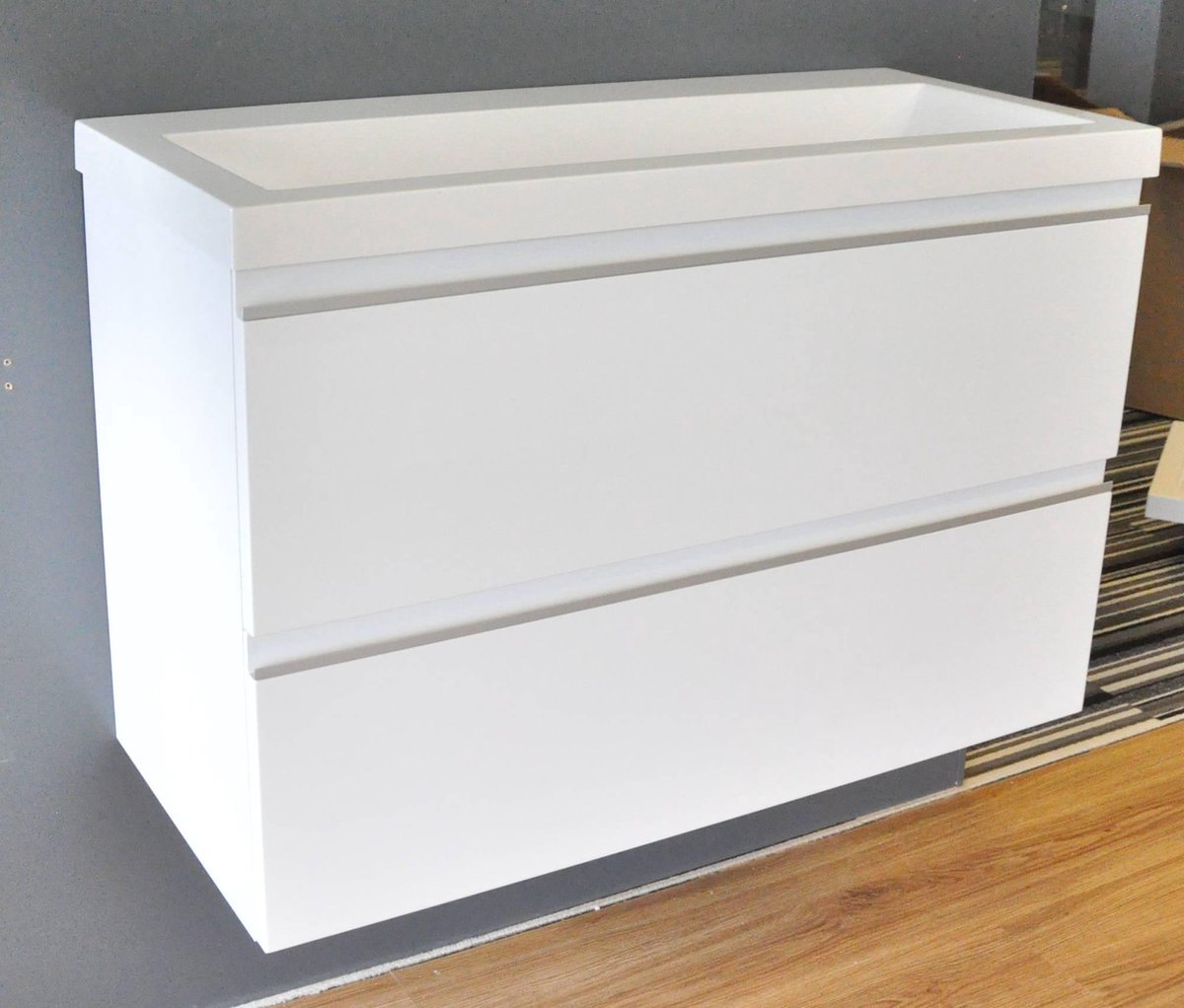 Saqu Pure Wastafel Onderkast 80x36 cm Wit Badkamerkast Wastafelmeubel met Uitsparing