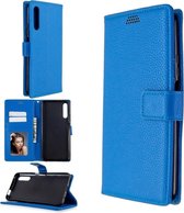 Voor Huawei P smart Pro 2019 Litchi Texture Horizontale Flip Leren Case met Houder & Kaartsleuven & Portemonnee & Fotolijst (Blauw)