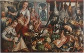 De welvoorziene keuken, Joachim Bueckelaer - Foto op Forex - 45 x 30 cm