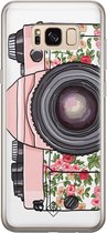 Samsung S8 hoesje siliconen - Hippie camera | Samsung Galaxy S8 case | Roze | TPU backcover transparant