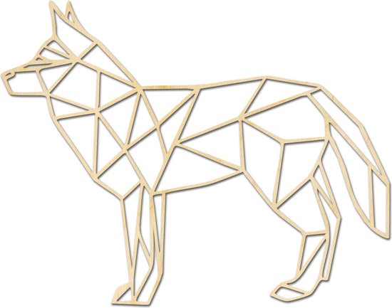 Decoratief Beeld - Geometrische Wolf/hond Dieren - Hout - Hout-kado - 55 X 43 Cm