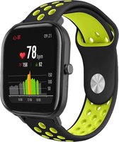 Siliconen Smartwatch bandje - Geschikt voor  Xiaomi Amazfit GTS sport band - zwart/geel - Horlogeband / Polsband / Armband
