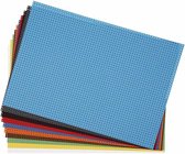 Kruissteken karton. vel 23x33 cm.  300 gr. diverse kleuren. 3x3 gaten per cm. 10div vellen [HOB-21954]