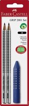 Faber Castell FC-185297 Potlood Faber-Castell GRIP 2001 2 Stuks Met Gum Op Blister