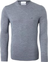 Calvin Klein slim fit trui wol - heren pullover O-hals - grijs melange -  Maat: S
