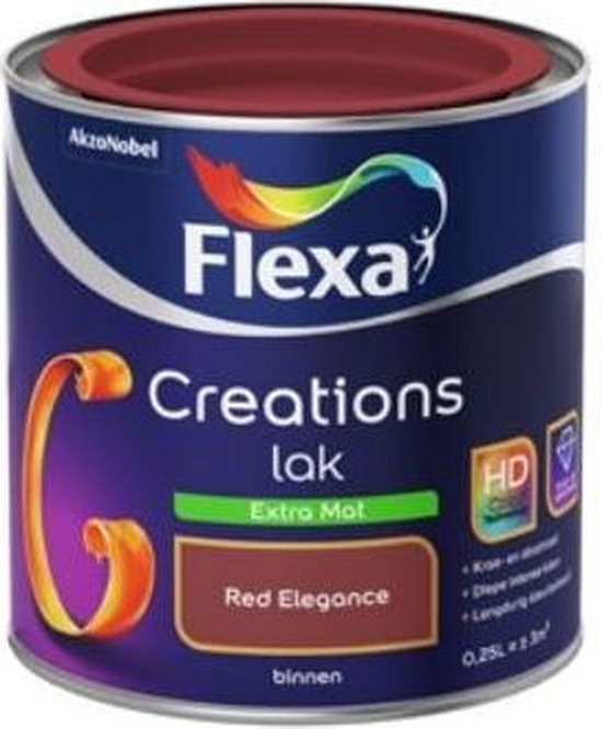 afstand piek echo Flexa Creations Lak Extra Mat - Red Elegance - 250 ml | bol.com