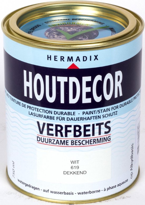 Hermadix Houtdecor Verfbeits Dekkend - 0,75 liter - 619 Wit