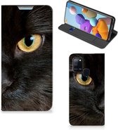 Beschermhoesje Geschikt voor Samsung Galaxy A21s Telefoonhoesje Zwarte Kat