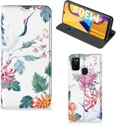 Wallet Bookcase Geschikt voor Samsung Galaxy M30s | Geschikt voor Samsung M21 Telefoonhoesje Bird Flowers