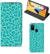 Hoesje Geschikt voor Samsung Galaxy M30s | Geschikt voor Samsung M21 Book Case Cracks Blue