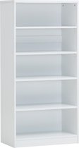 Boekenkast modern 148 cm met 4 planken spaanplaat  wit