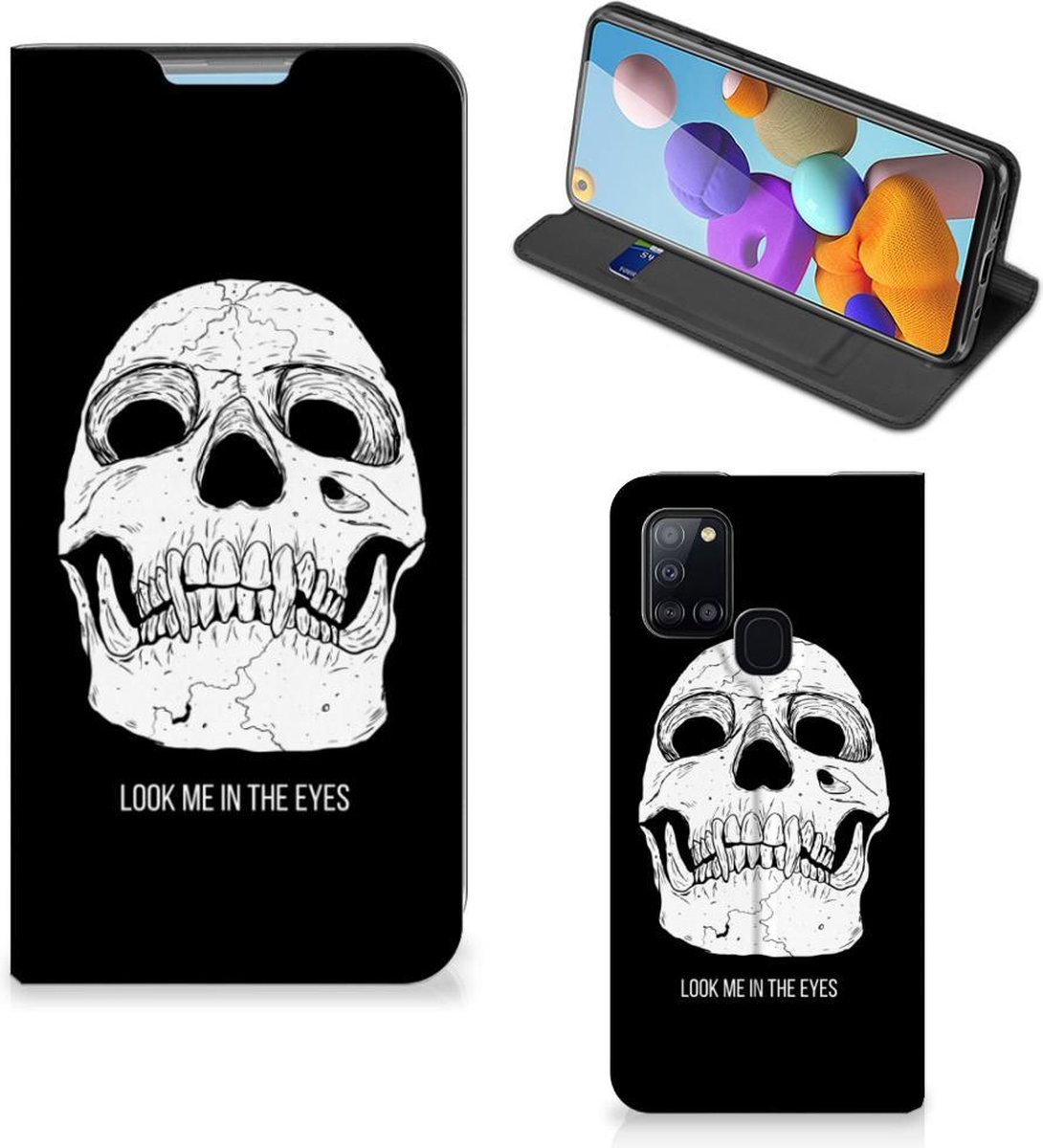 Mobiel BookCase Samsung Galaxy A21s Skull Eyes