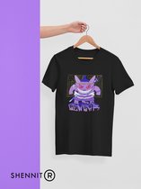 Paars Monster Gengar Gastly Anime Vechters T-Shirt | Cadeau voor Otaku en Weeb | Japan Ojisan Culture Merchandise | Urban Geekchic Style | Zwart Maat XL