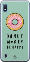 Samsung A10 hoesje siliconen - Donut worry | Samsung Galaxy A10 case | Roze | TPU backcover transparant