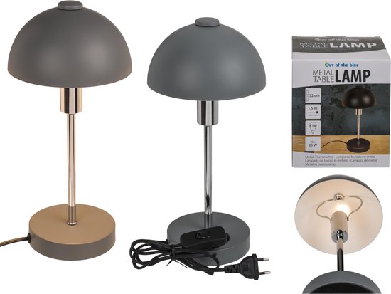 Retro grijs metalen tafellamp/bureaulamp - Schemerlamp 32 cm - E14 -... |  bol.com