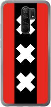 Xiaomi Redmi 9 Hoesje Transparant TPU Case - Amsterdamse vlag #ffffff