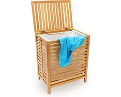 wasmand bamboe - met deksel - 100 liter - 60x50,5x35,5 cm - luchtdoorlatend