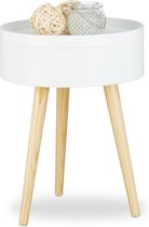 table d'appoint relaxdays ronde - 50 x 38 x 38 cm - Scandinave - table de chevet - table basse blanc