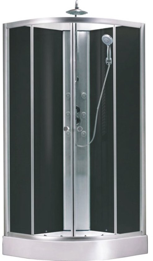 Foto: Wiesbaden douchecabine compleet jupiter incl douchekolom en zwarte achterpanelen 90 x 90 x 225 cm 