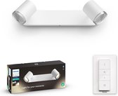 Philips Hue Adore Opbouwspot Badkamer - White Ambiance - GU10 - Wit - 3 x 5,5W - Bluetooth - incl. Dimmer Switch