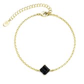 Yolora Dames Armband met Bedel - Zwart Kalpa Camaka Kristal - Goudkleurig - 18K Geelgoud Verguld - Vrouwen Armband Goud - Sieraden - Geschenkdoos - Luxe Giftbox - Cadeau doos - Mooie Cadeauve