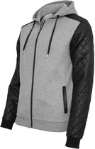 Urban Classics Diamond Leather Imitation Sleeve Zip Hoody Black  Maat L