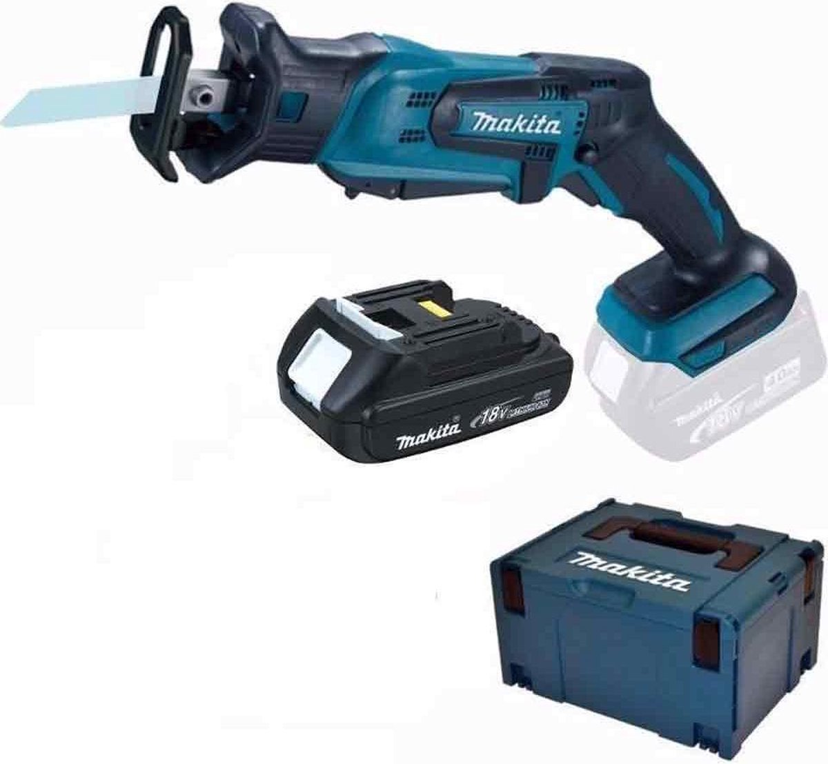 Makita DJR183Y1J 18V Li-Ion accu reciprozaag body + (1x 1.5Ah accu) in Mbox snelwissel