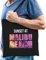 Sunset beach tas Sunset at Malibu Beach voor heren - zwart - Beach party tas / bedrukte tasjes / tas / shopper