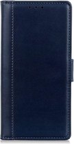 Shop4 - iPhone 12 Pro Hoesje - Wallet Case Grain Donker Blauw