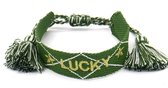 Dielay - Stoffen Armband Dames - Lucky - Lengte Verstelbaar - Groen