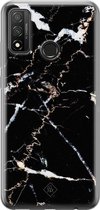 Huawei P Smart 2020 hoesje siliconen - Marmer zwart | Huawei P Smart (2020) case | zwart | TPU backcover transparant