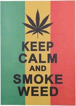 Keep Calm And Smoke Weed Vintage Look Poster 51x36cm. Strakke Heldere Kleuren