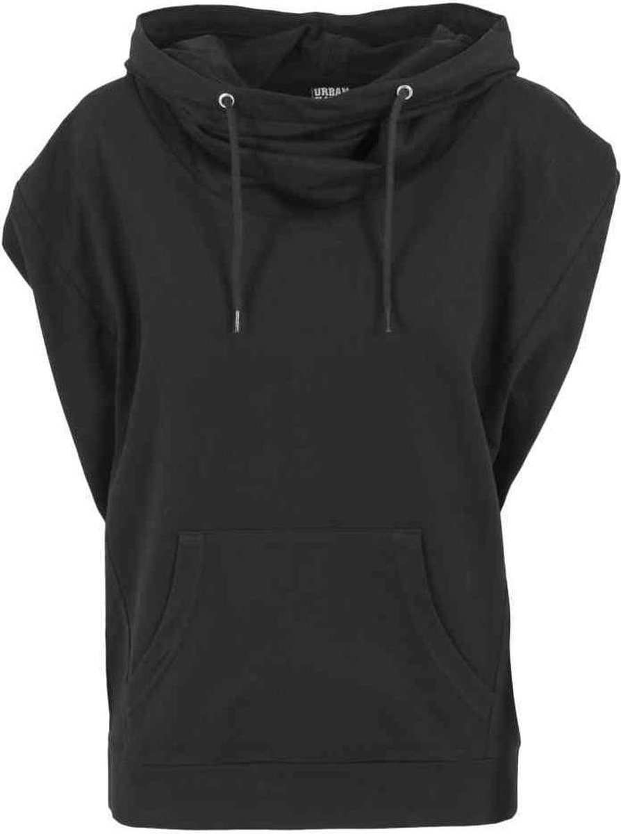 Urban Classics Sleeveless Terry High Collar Hoodie Dames T-shirt L Zwart