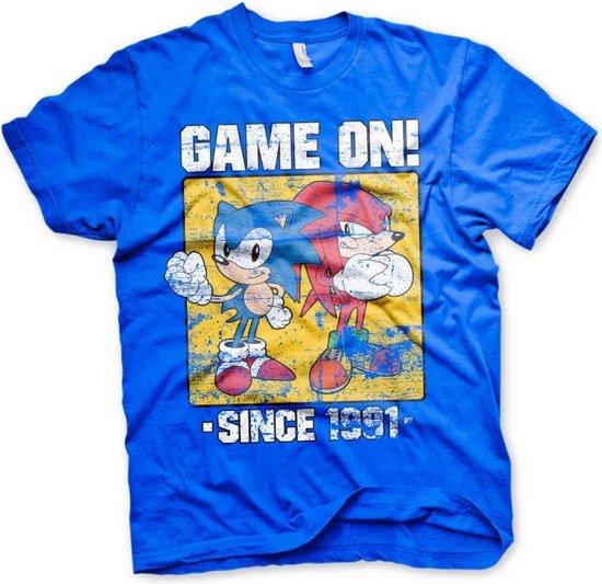 Sonic The Hedgehog Heren Tshirt -S- Game On Since 1991 Blauw