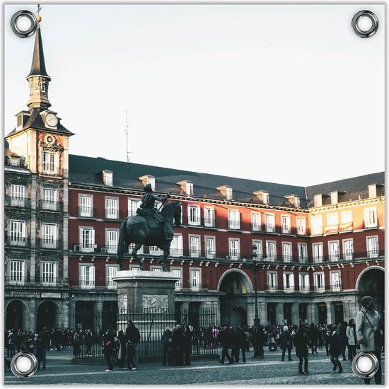 Tuinposter –Plaza Mayor - Spanje-100x100  Foto op Tuinposter (wanddecoratie voor buiten en binnen)