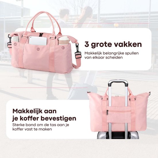 Kioto Travel Bag - Weekend Bag Femme - Bagage à main à main avion - Rose - Hydrofuge