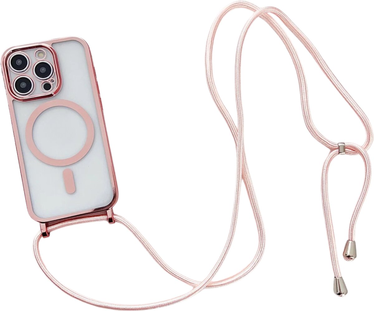 GREEN ON Magsafe Cord Case geschikt voor iPhone 15 - Rosegold