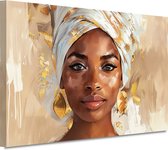 Portrait de femme - Tableau portrait - Décoration murale Foulard - Tableau moderne - Tableau toile - Toile Décoration murale 60x40 cm