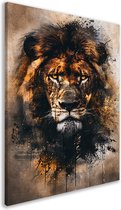 Tableaux de lion - Portrait Animaux - Tableaux sur toile Éclaboussures - Décoration murale chambre d'enfant - Tableau sur toile - Accessoires de salon toile 75x100 cm