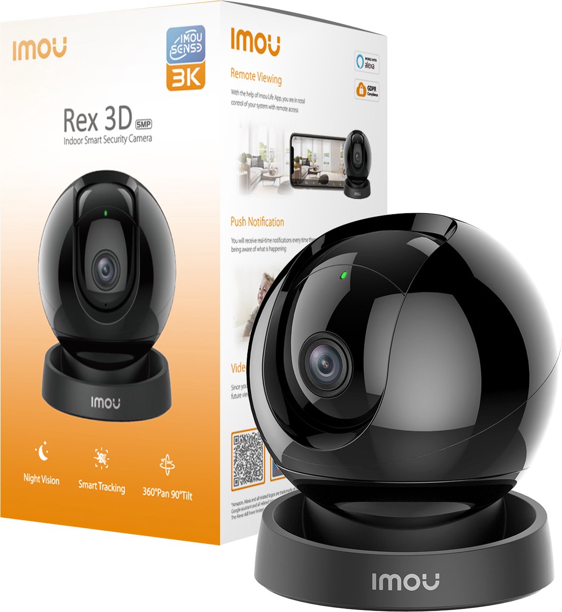 Imou Rex 3D PetCam – Huisdiercamera met 3K Beeld – Volgt je Hond of Kat – 360° Draaibaar – Geluidsdetectie – Twee-weg Spraak – Directe Melding bij Beweging of Miauw/Blaffen