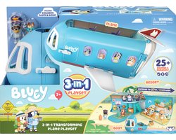 BLUEY - 3 in 1 Transformerend Vliegtuig Speelset - Incl. Bluey en Bingo speelfiguren - Meer dan 25 geluiden