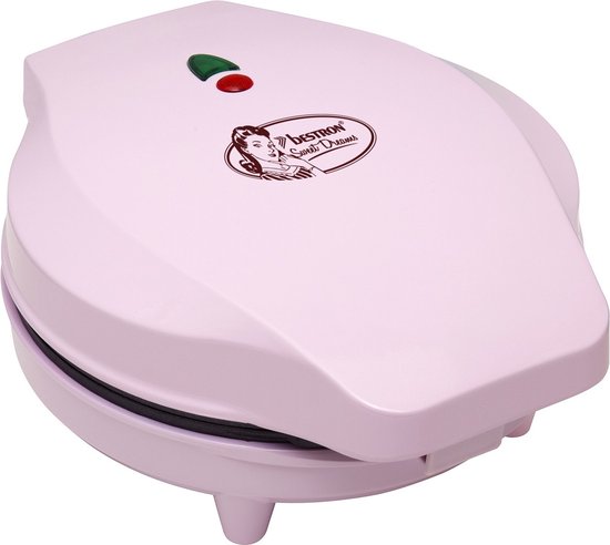 Bestron Wafelijzer - ASW217 - 700W - 5 hartvormige wafels - Anti aanbaklaag - Roze - 5 jaar garantie