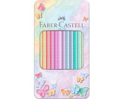 foto van Faber-Castell Sparkle kleurpotloden - 12 stuks in blik - pastelkleuren - FC-201910