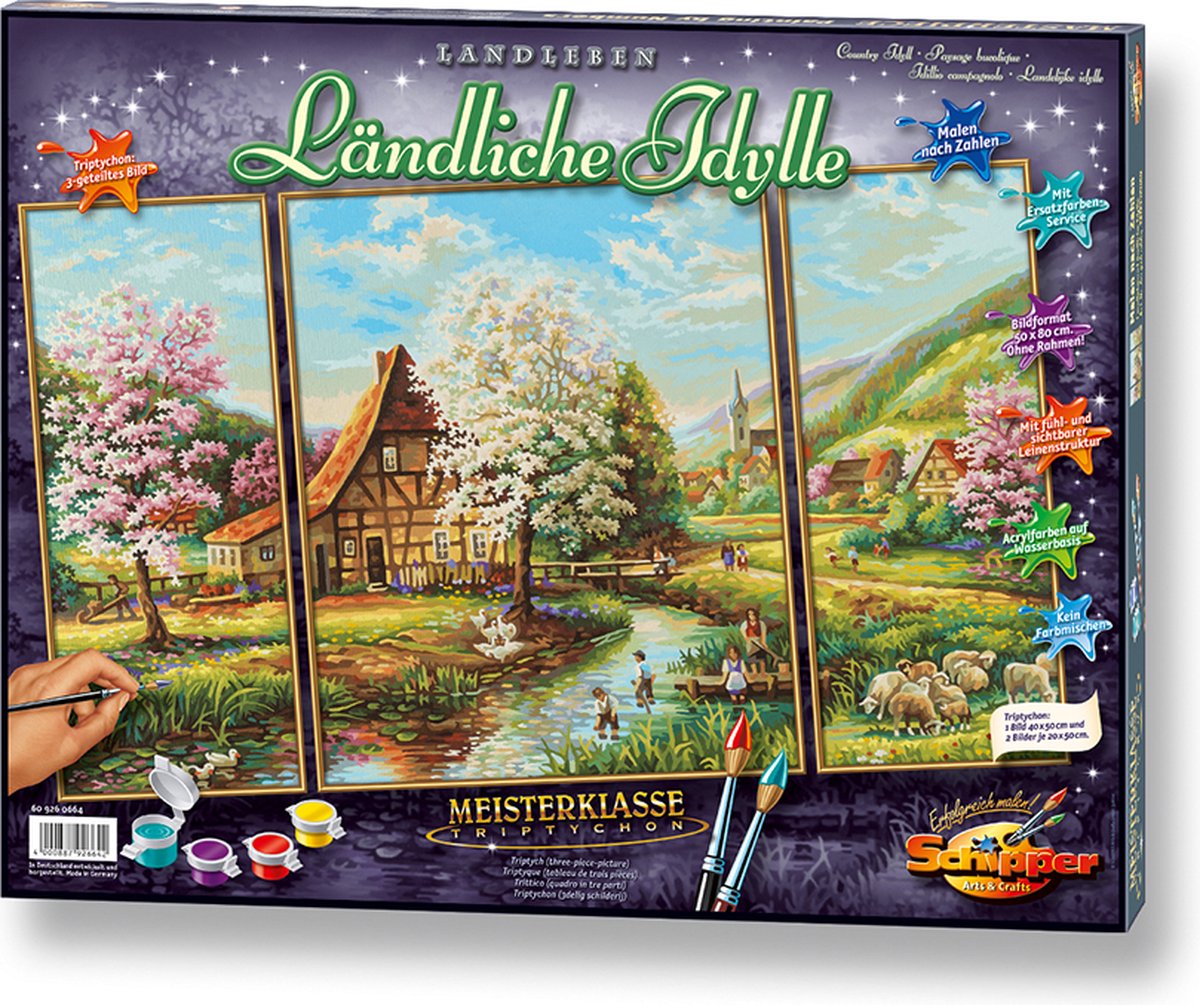 Schipper Schilderen op Nummer - Landelijke Idylle Triptychon 50x80 cm — afbeelding 2